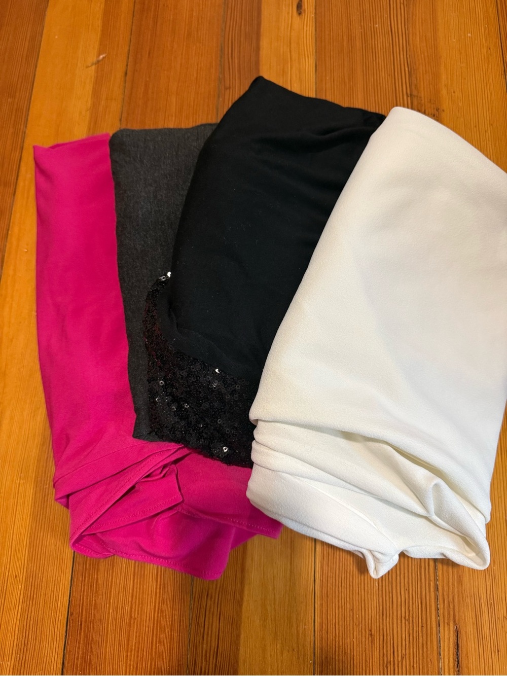 4 Mixed Color Shirt Tops Bundle - Hot Pink, Charcoal, Black & White Size Large